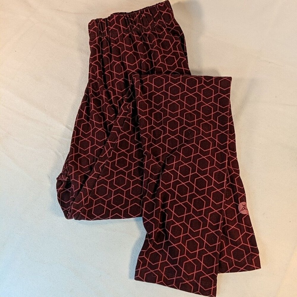Sweet Legs Burgundy Red Geometric Leggings Womens Pants M Medium Skinny Full